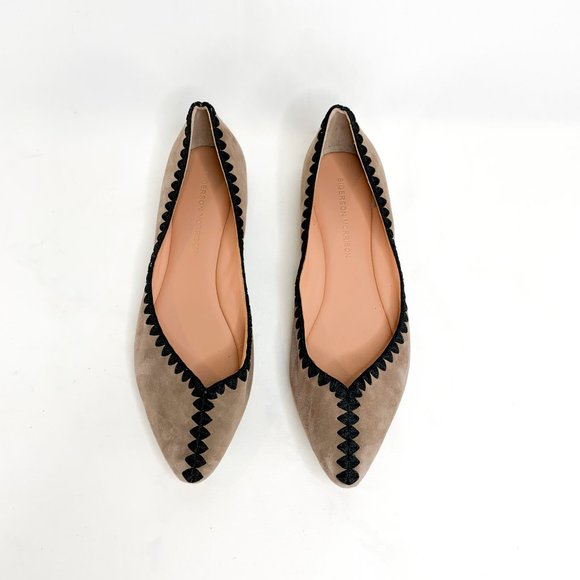 SIGERSON MORRISON Suede Stitched Pointed Flats - Picture 3 of 8